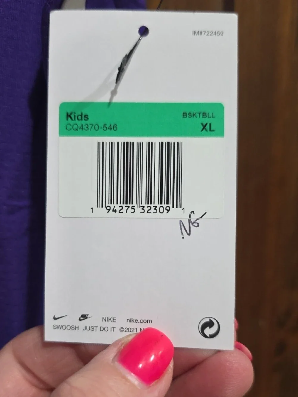 Nike Unisex Purple Basketball Jersey with White Accents